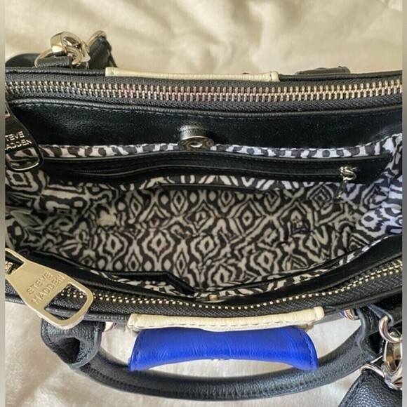 Steve Madden Small Faux Leather Colorblock Handbag Crossbody Strap Multi Pockets - Picture 6 of 12